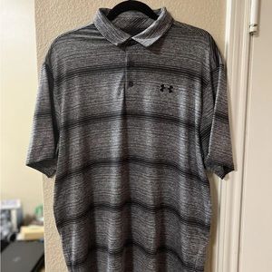Gray With Black Stripes Under Armour Polo Large